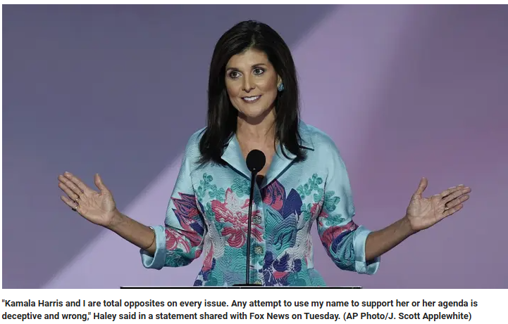 Former Trump rival Nikki Haley demands ‘Haley Voters for Harris’ to ‘cease and desist’